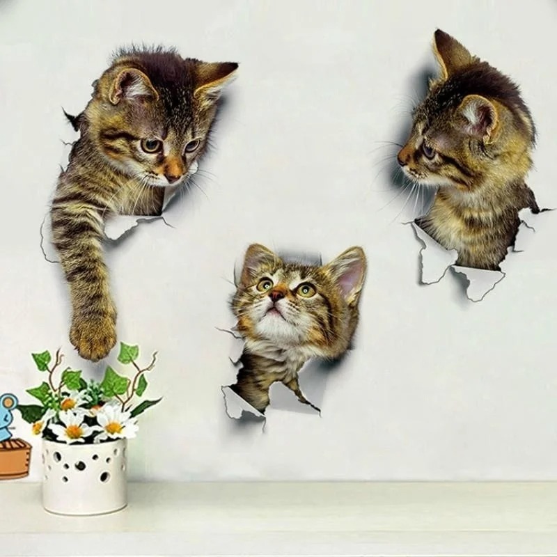 3pcs 3D Cute Cat Self-adhesive - Pvc Panel Background recension och pris