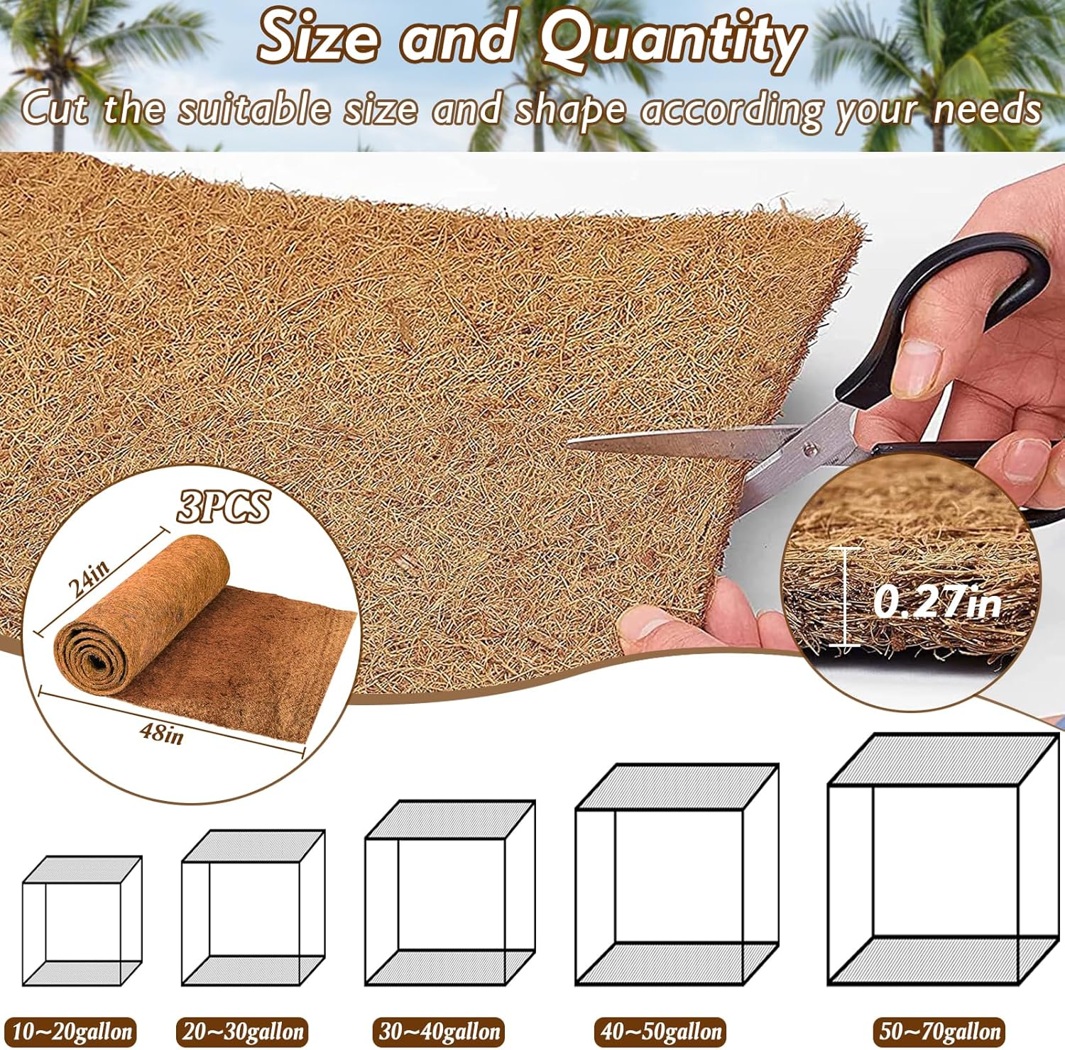 3 Rolls Reptile Carpet, 24x48i - Substrate Coconut Fiber recension och pris