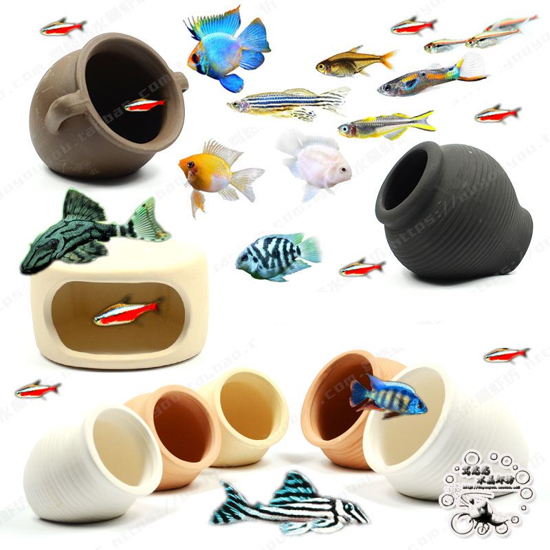 Ceramics Jar Fish Tank Decorat - Hide Cave Ceramic recension och pris