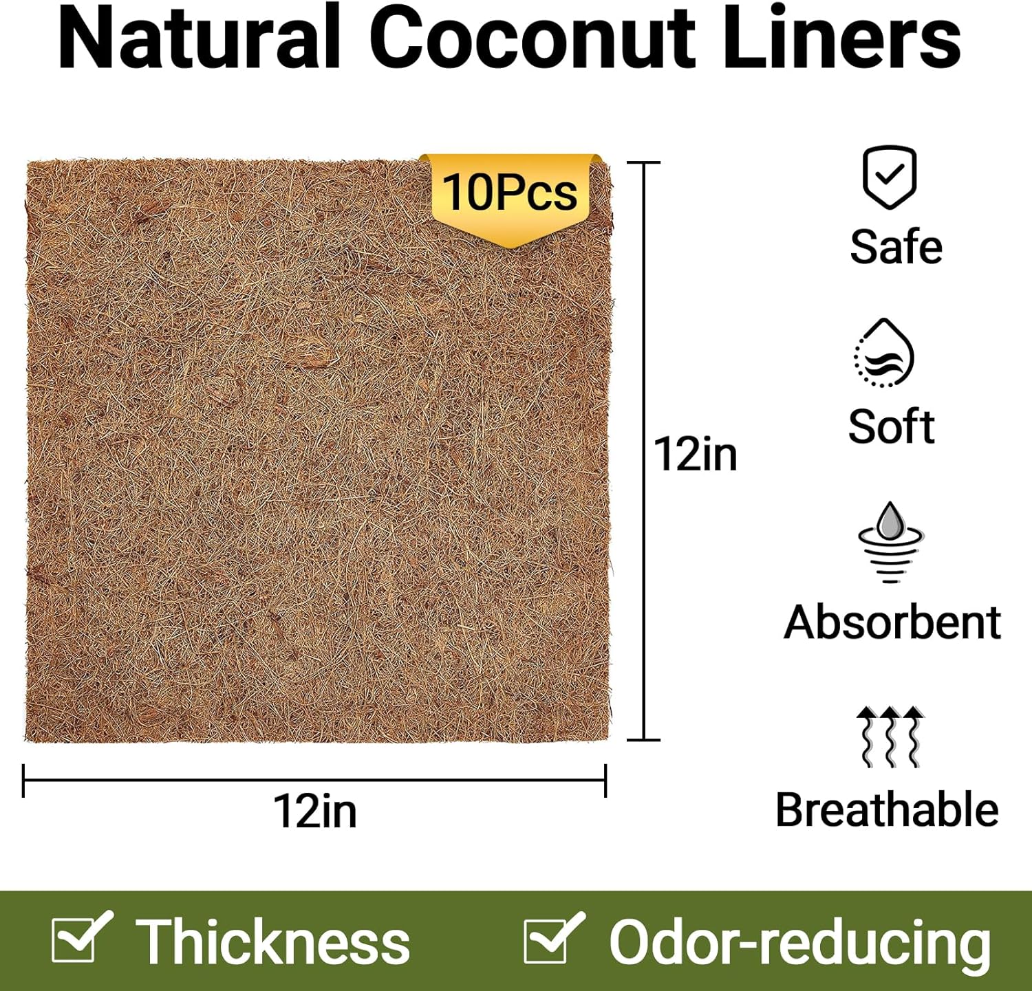 10 Pcs Reptile Carpet, 12x12 i - Substrate Coconut Fiber recension och pris