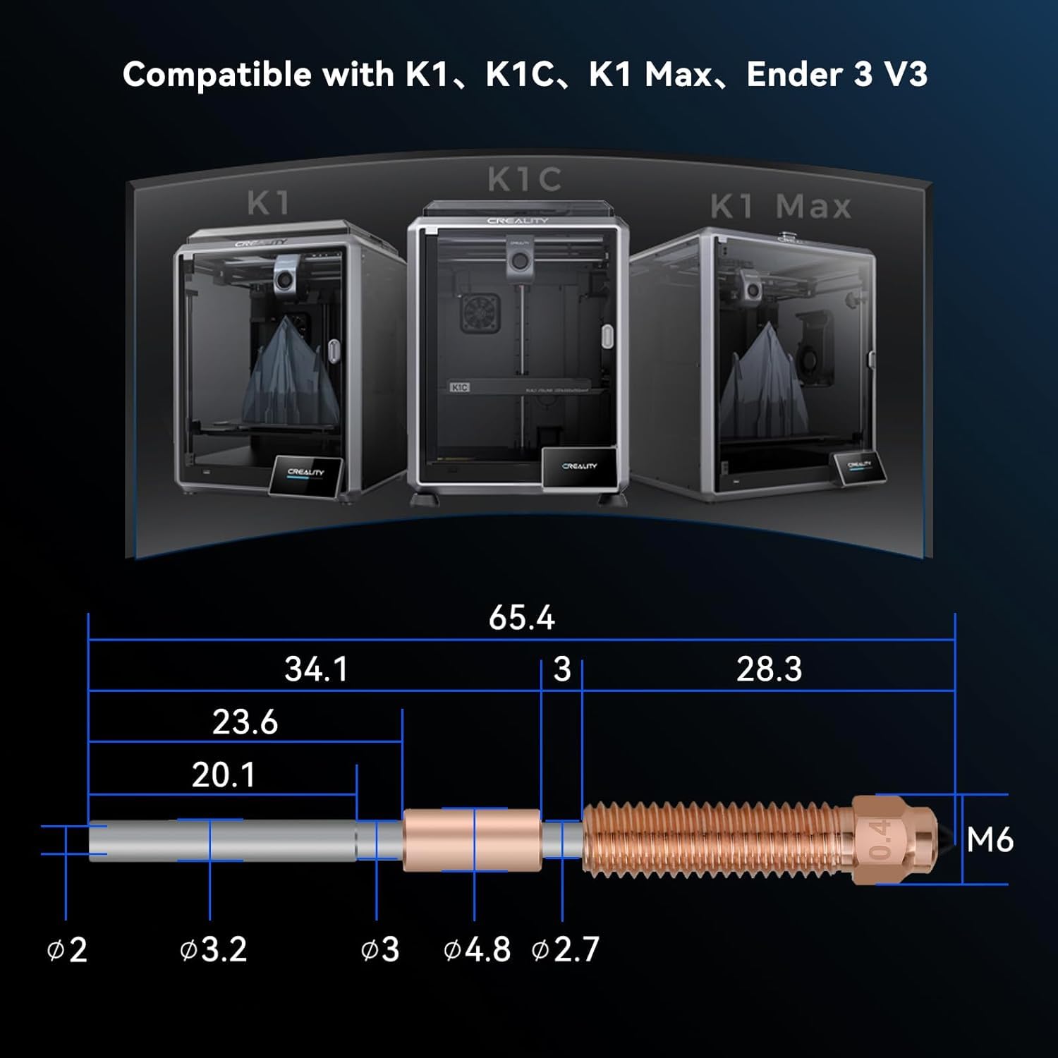 Creality K1C Nozzle Unicorn Qu - Ceramic Heat Emitter recension och pris